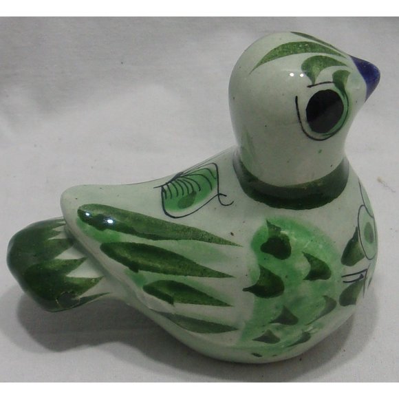 VTG Tanola Light & Dark Green Hand Painted Bird Signed "CAT" Mexico 2 3/4" - Picture 3 of 8